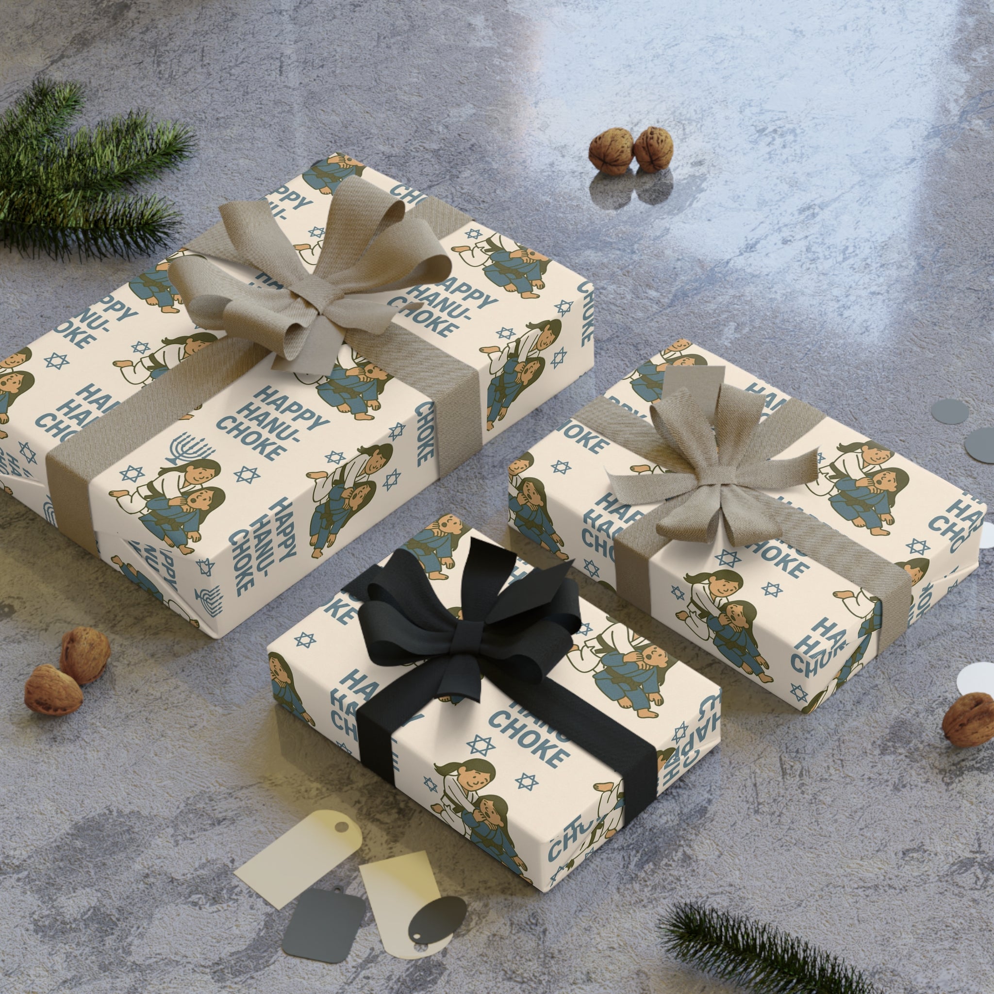 Happy Hanu-Choke Ladies Jiu-Jitsu Holiday Gift Wrapping Paper Roll (1 roll)