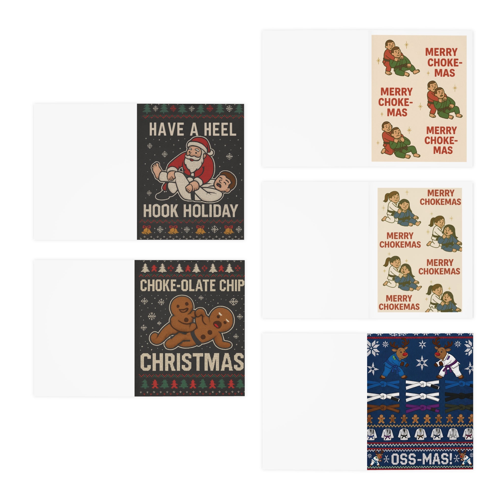 Jiu-Jitsu Christmas Greeting Card Multi-Design 5-Pack