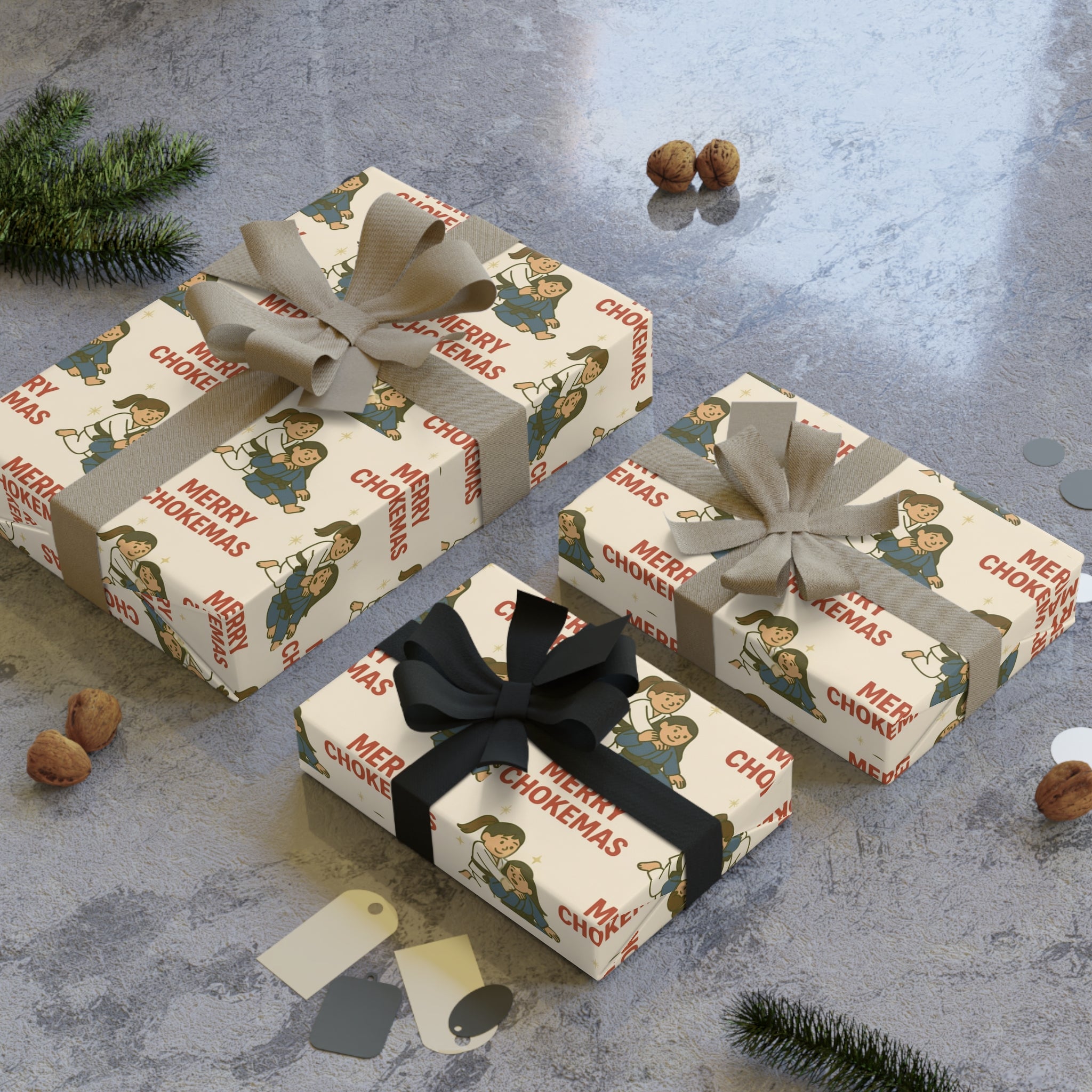 Merry Choke-mas Ladies Jiu-Jitsu Holiday Gift Wrapping Paper Roll (1 roll)
