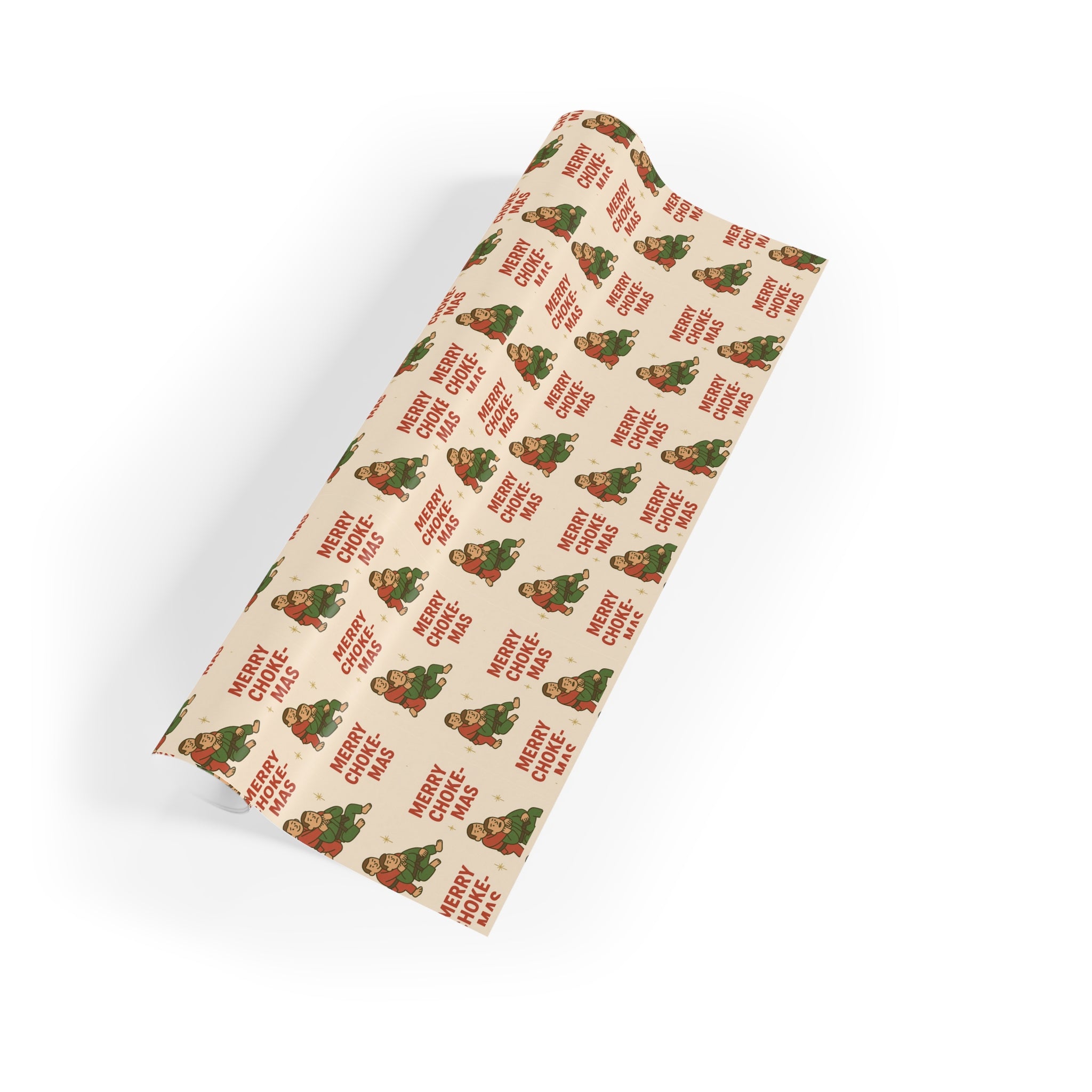 Merry Choke-Mas Men's Jiu-Jitsu Holiday Gift Wrapping Paper Roll (1 roll)