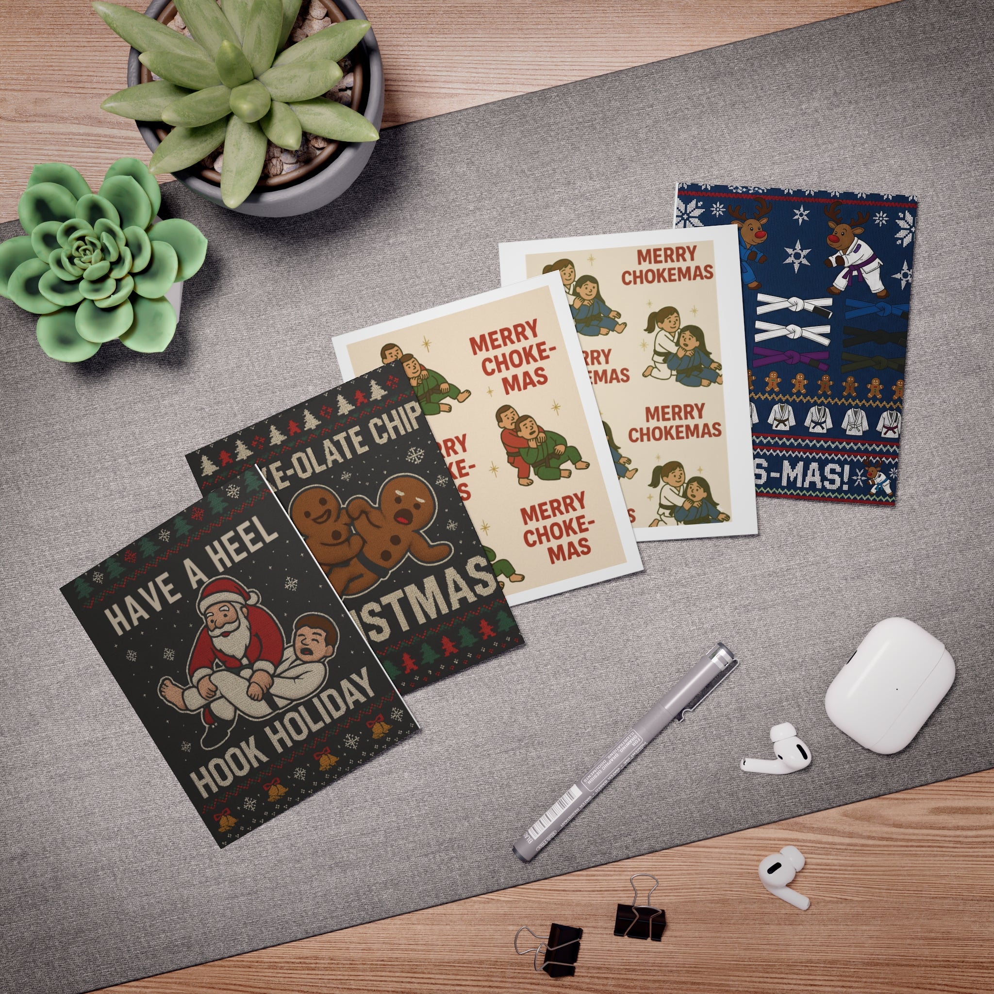 Jiu-Jitsu Christmas Greeting Card Multi-Design 5-Pack